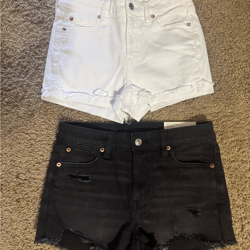 American Eagle Outfitters Black and White Jean Shorts